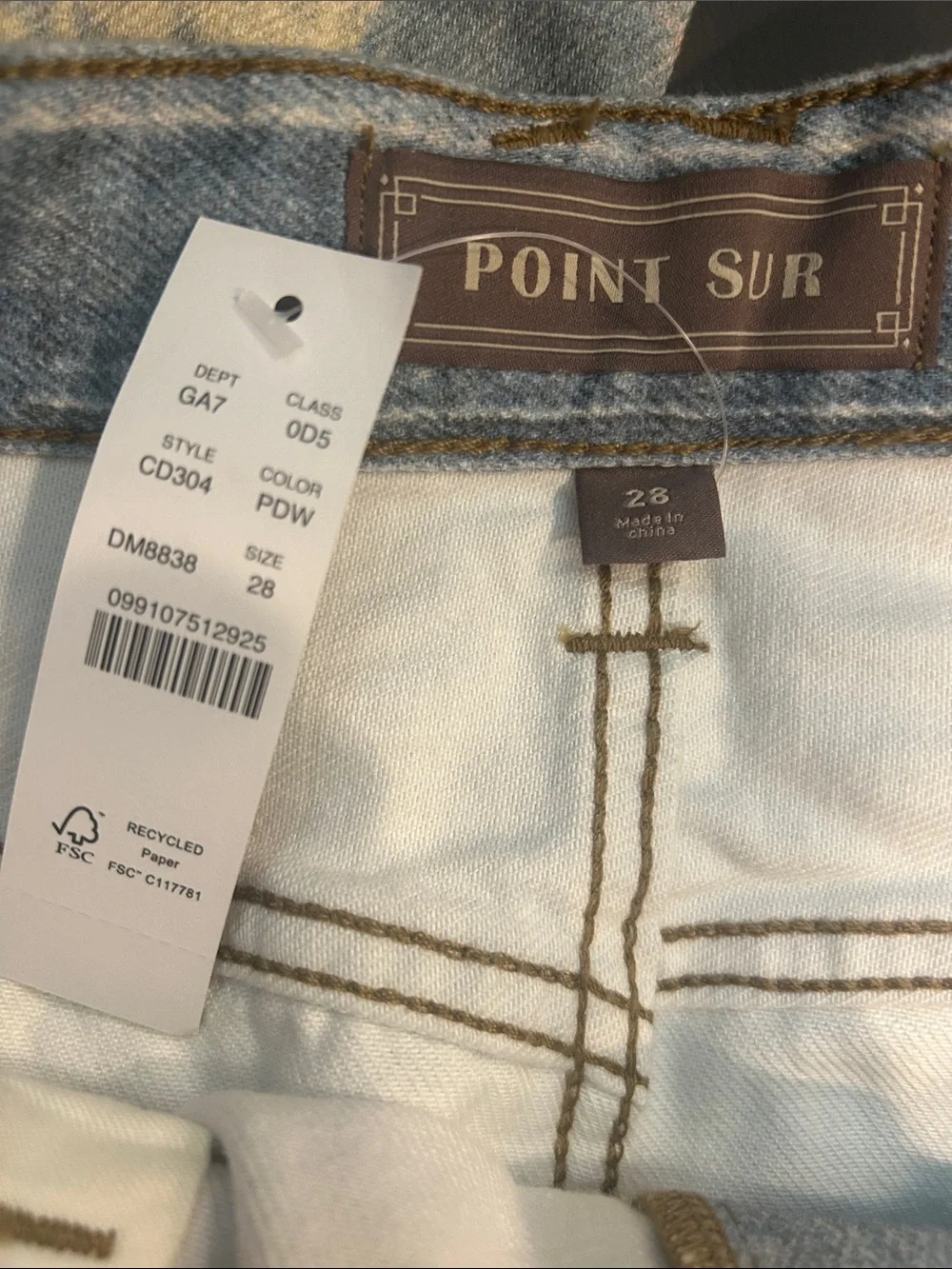 POINT SUR x J.CREW Collaboration Printed-On Distressed Loose Straight Jeans